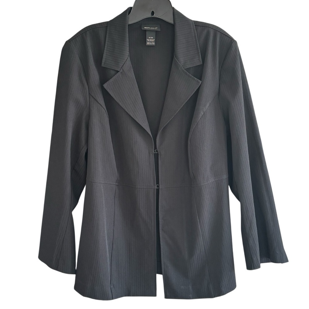 Lane Bryant Black Textured Pinstripe Career Blazer Plus Size 18/20 Workwear